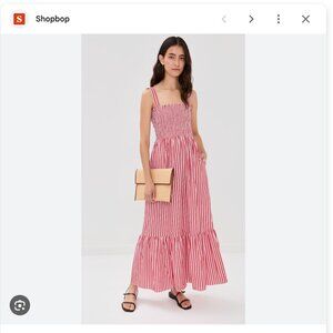 Hill House The Anjuli Nap Dress - Red White Stripe Medium 6 8